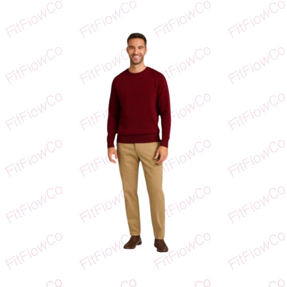 🍷 Saddlebred Men’s 100% Cotton Sweater – Burgundy – Size L- EUC